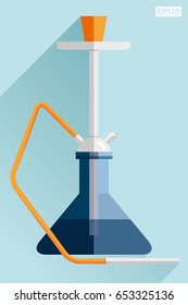 Hookah icon in flat style on color background. Smoking accessory. Vector design element 