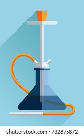 Hookah icon in flat style on color background. Smoking accessory. Vector design element 