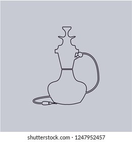 Hookah icon isolated on grey background. Line pictogram. Premium symbol for website design, mobile application, logo, ui.Vector illustration. Eps10
