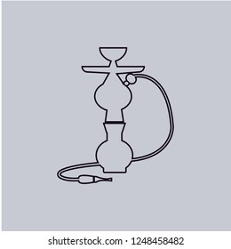 Hookah icon isolated on grey background. Line pictogram. Premium symbol for website design, mobile application, logo, ui.Vector illustration. Eps10