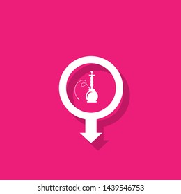 Hookah icon and map pin. Hookah logo concept. Designed for tearoom. tearoom here