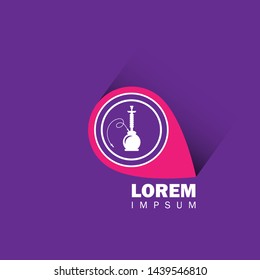 Hookah icon and map pin. Hookah logo concept. Designed for tearoom. tearoom here
