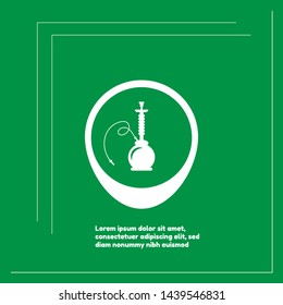 Hookah icon and map pin. Hookah logo concept. Designed for tearoom. tearoom here
