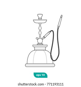 Hookah icon. Nargile symbol. Instrument for vaporizing and smoking flavored tobacco called shisha. Flat vector sign isolated on white background. Used for lounge cafe emblem, arabian bar or shop.