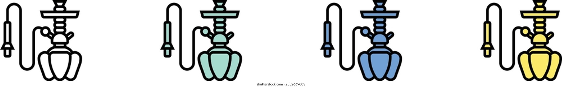 hookah icon. Outline, Green, Blue and Yellow Style Design Isolated On White Background
