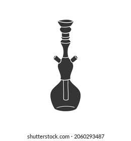 Hookah Icon Silhouette Illustration. Smoke Pipe Vector Graphic Pictogram Symbol Clip Art. Doodle Sketch Black Sign.