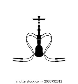 The hookah icon is a smoking device in the form of a flat black pattern on a white background. Vector image.