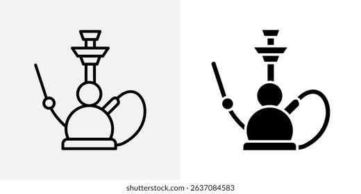 Hookah icon. Traditional water pipe with hose and mouthpiece vector illustration. Used for smoking flavored tobacco in lounges and cafes symbol. Shisha apparatus for relaxing leisure pictogram.