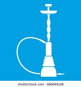 Hookah icon white isolated on blue background vector illustration