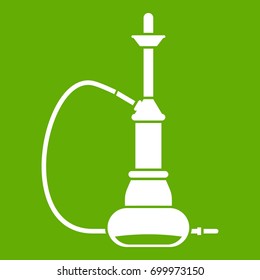 Hookah icon white isolated on green background. Vector illustration