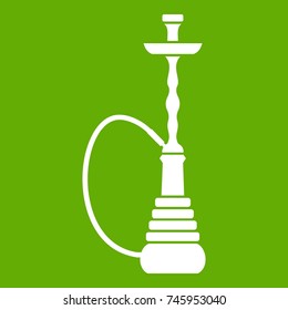 Hookah icon white isolated on green background. Vector illustration