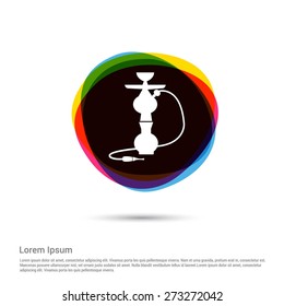 Hookah icon, White pictogram icon creative circle Multicolor background. Vector illustration. Flat icon design style