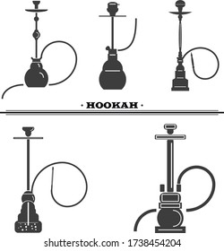 Hookah icons in minimalism. Vector illustration.