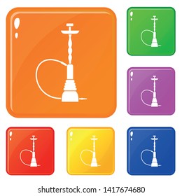 Hookah icons set collection vector 6 color isolated on white background