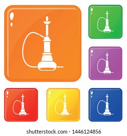 Hookah icons set collection vector 6 color isolated on white background