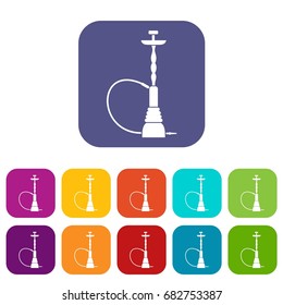 Hookah icons set vector illustration in flat style in colors red, blue, green, and other