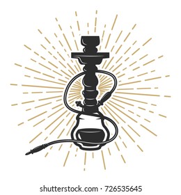 Hookah illustration on white background. Design element for logo, label, emblem, sign. Vector illustration