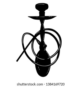 Hookah isolated on white background. Hookah silhuete vector illustration. Hand drawn image.