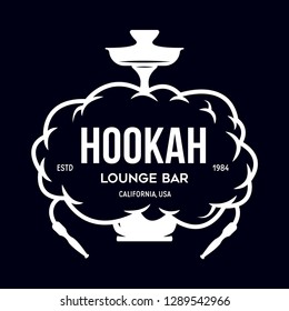 Hookah label, badge and design elements. Hookah club. Shisha bar. Hookah lounge logo. Hookah pipes. Vector vintage illustration.