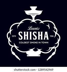 Hookah label, badge and design elements. Hookah club. Shisha bar. Hookah lounge logo. Hookah pipes. Vector vintage illustration.