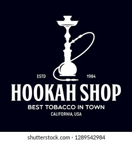 Hookah label, badge and design elements. Hookah club. Shisha bar. Hookah lounge logo. Hookah pipes. Vector vintage illustration.