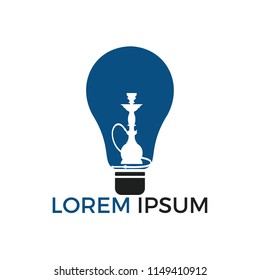 Hookah and Light bulb logo design. Hookah emblem glowing neon sign.