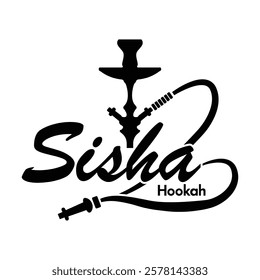 A Hookah logo design. Black illustration vector.