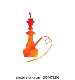 Hookah logo design, label, badge. Vintage shisha logo. Lounge cafe emblem. Arabian bar or house, shop. Isolated. Stock vector illustration.
