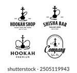 Hookah logo design vector. Isolated hookah on white background, Arabian shisha smoke vector logo design.