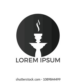 Hookah logo design. Vintage sheesha logo. Lounge cafe emblem. Arabian bar or house, shop vector design template.