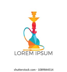 Hookah logo design. Vintage sheesha logo. Lounge cafe emblem. Arabian bar or house, shop vector design template.