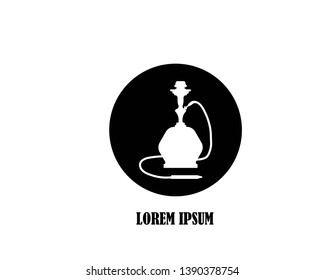 Hookah logo design, Vintage sheesha logo. Lounge cafe emblem. Arabian bar or house, shop vector design template. - Vector
