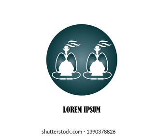 Hookah logo design, Vintage sheesha logo. Lounge cafe emblem. Arabian bar or house, shop vector design template. - Vector

