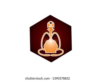 Hookah logo design, Vintage sheesha logo. Lounge cafe emblem. Arabian bar or house, shop vector design template. - Vector
