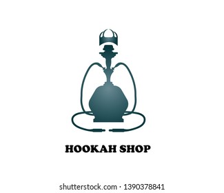 Hookah logo design, Vintage sheesha logo. Lounge cafe emblem. Arabian bar or house, shop vector design template. - Vector
