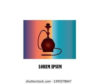 Hookah logo design, Vintage sheesha logo. Lounge cafe emblem. Arabian bar or house, shop vector design template. - Vector
