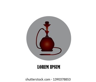 Hookah logo design, Vintage sheesha logo. Lounge cafe emblem. Arabian bar or house, shop vector design template. - Vector
