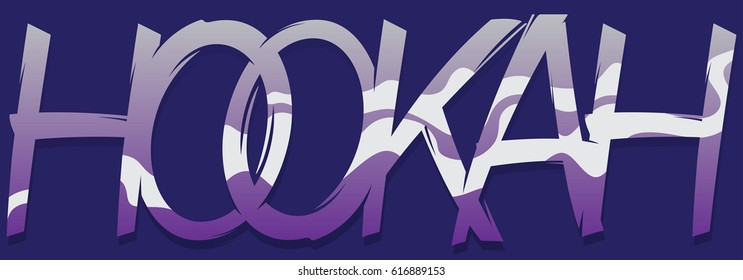 Hookah logo.Vector hand drawn hookah lettering on dark blue background.