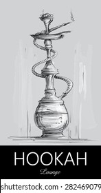 Hookah Lounge Bar Menu, Nargila Sketch (vector Art)