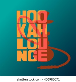 "Hookah lounge" Hand painted brush lettering. Hand lettering and custom typography for your  lounge cafe emblem. Arabian bar or house, shop. Isolated vector illustration.