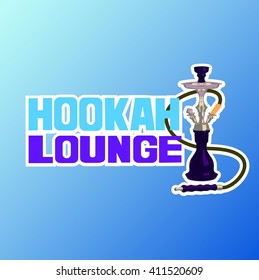 "Hookah lounge" Hand painted brush lettering. Hand lettering and custom typography for your  lounge cafe emblem. Arabian bar or house, shop. Isolated vector illustration.