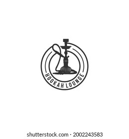 Hookah lounge logo design, emblem of hookah, monochrome typography emblem, Vector 