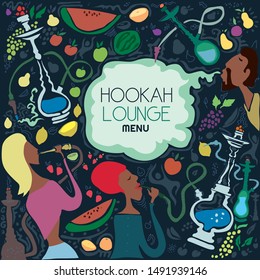 Hookah Lounge Menu, Abstract Hookah Art (Vector Art)