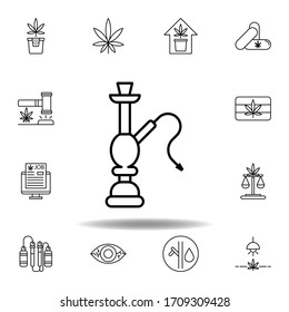 hookah, marijuana outline icon. Set can be used for web, logo, mobile app, UI, UX on white background