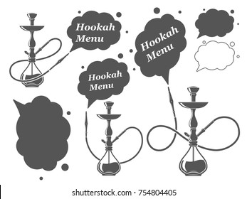 Hookah minimalistic emblem logo vector illustration. Monochrome design elements