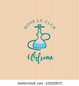 Hookah on a bright background vector icon, design hookah lounge. Logotype