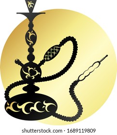 Hookah with a pattern for smoking relaxation and a golden circle design