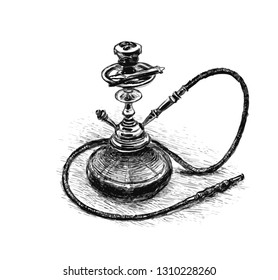 Hookah.  Pencil drawing. Hand Drawn Illustration