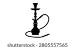 Hookah Pipe With Hose And Bowl Black Silhouette