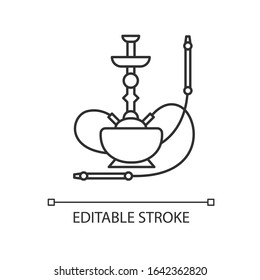 Hookah pixel perfect linear icon. Sheesha house. Hooka accessories shop. Nargile lounge. Thin line customizable illustration. Contour symbol. Vector isolated outline drawing. Editable stroke